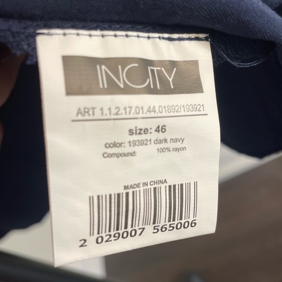 New INCITY dark blue mini rayon dress. Shirt style front closure buttons - Picture 2 of 6